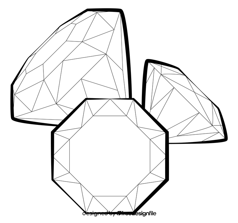 Diamond drawing black and white clipart