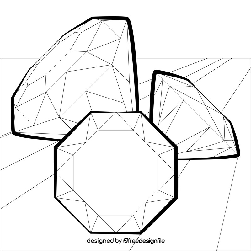 Diamond drawing outline black and white vector