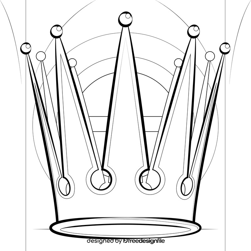 King crown drawing outline black and white vector