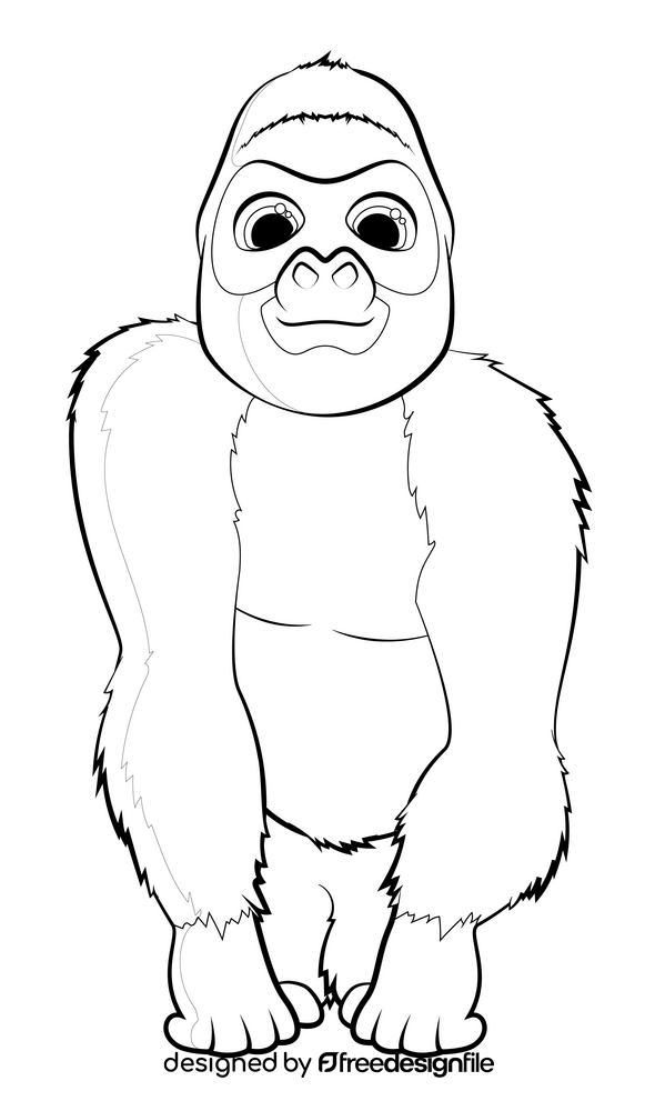 Gorilla drawing black and white clipart