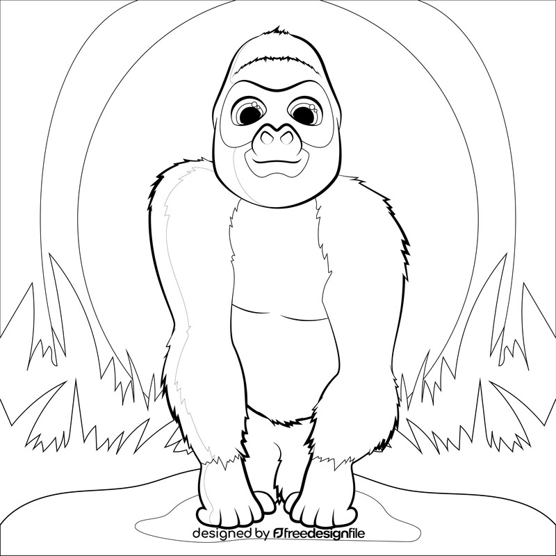 Gorilla drawing black and white vector