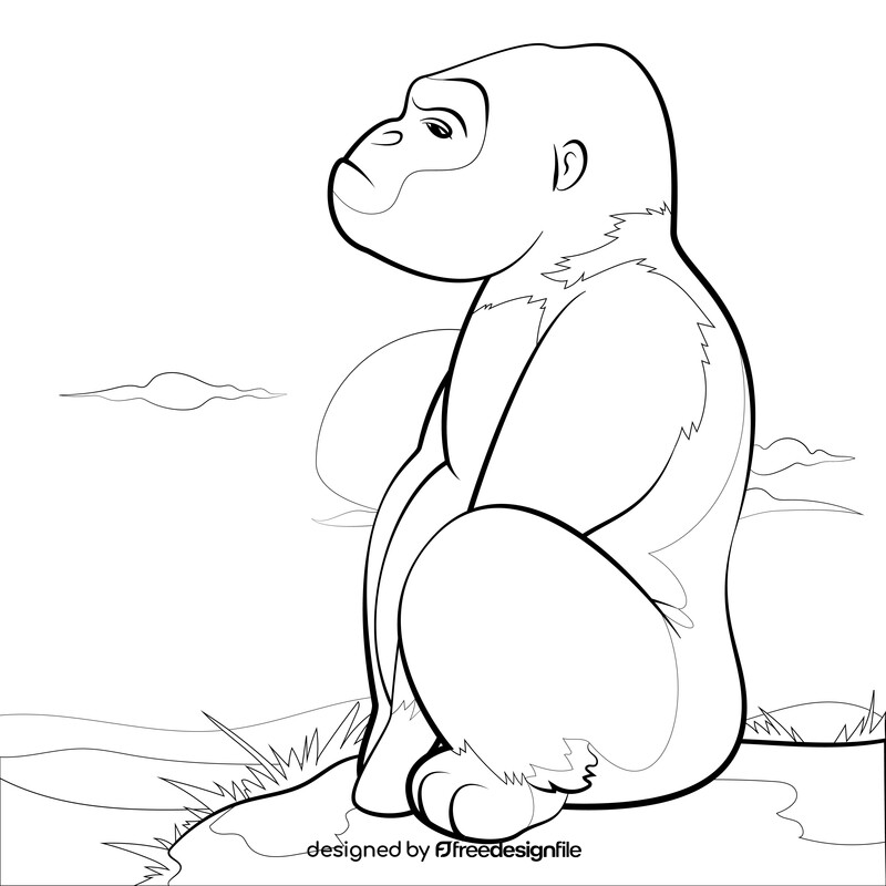 Gorilla drawing black and white vector