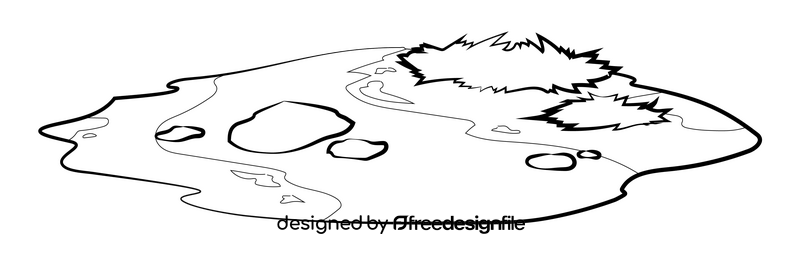 Land drawing black and white clipart