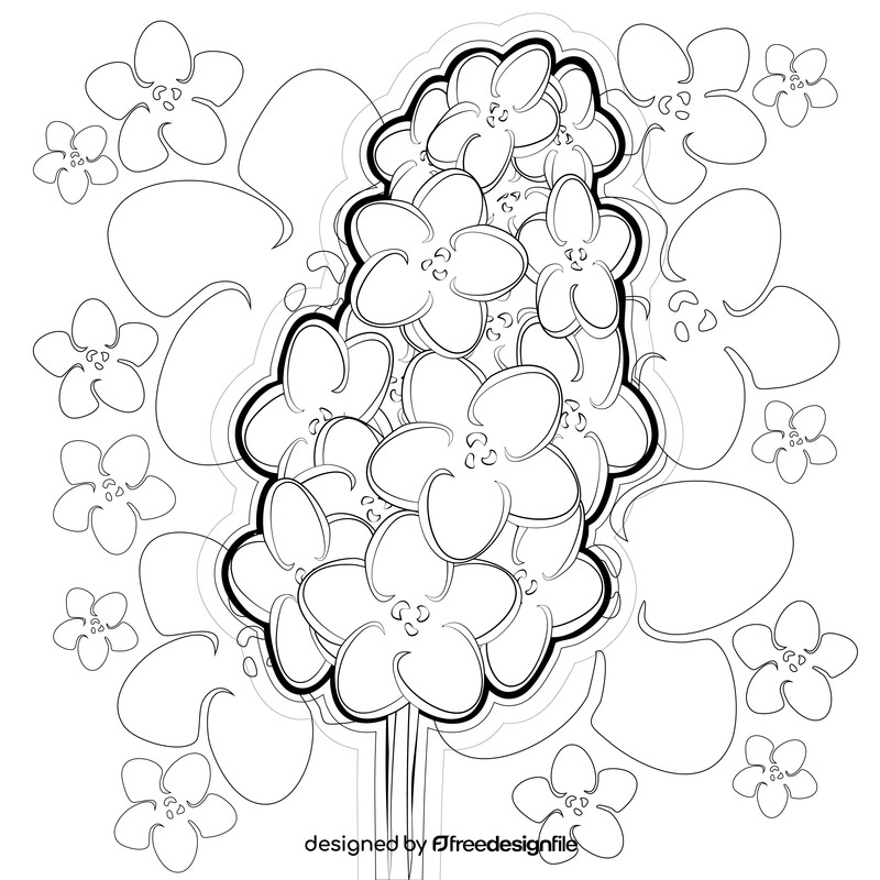 Lavender flower drawing black and white vector