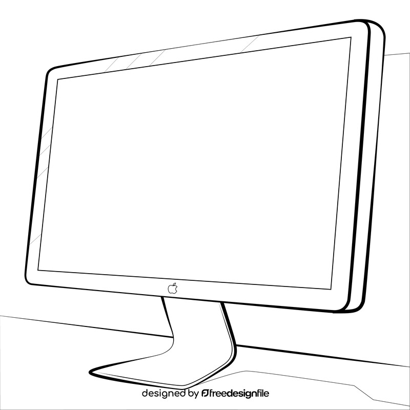 Monitor mac drawing black and white vector