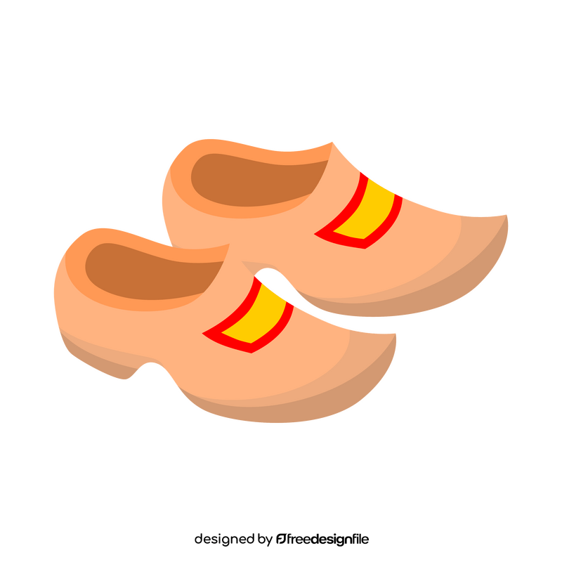 Wooden clogs shoes clipart