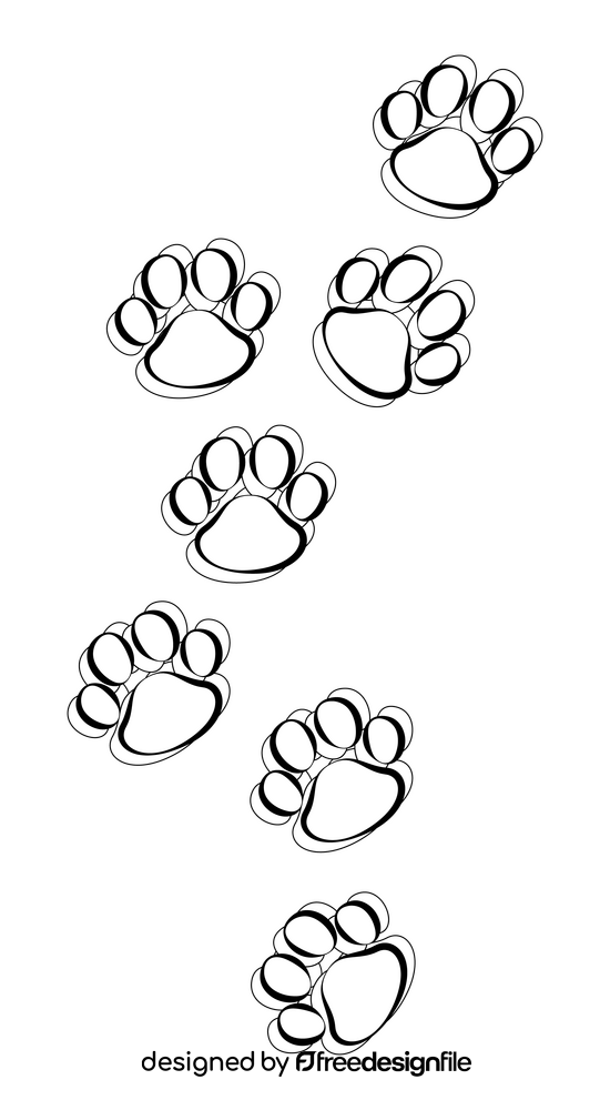 Paw print black and white clipart