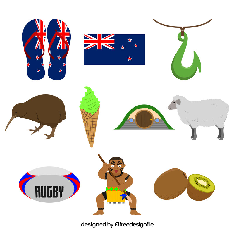 New Zealand traditional symbols vector