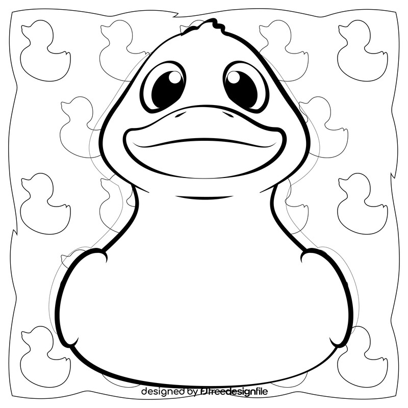 Rubber duck drawing black and white vector