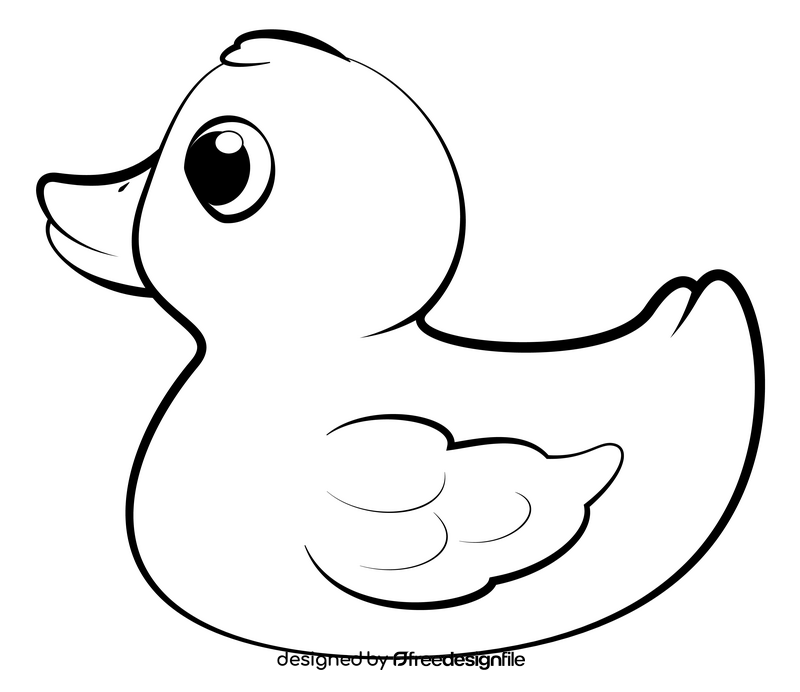 Rubber duck drawing black and white clipart