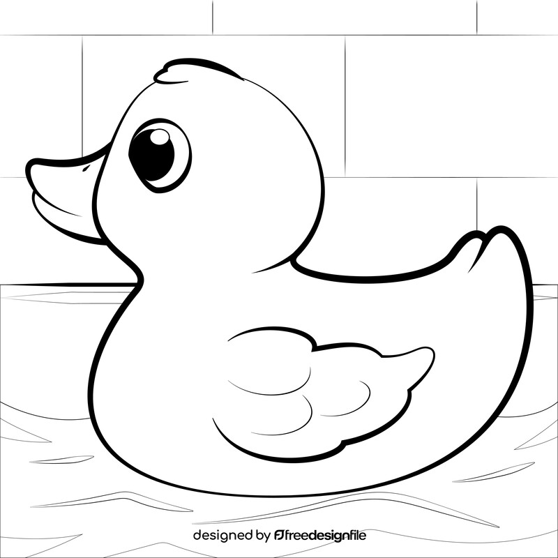 Rubber duck drawing black and white vector