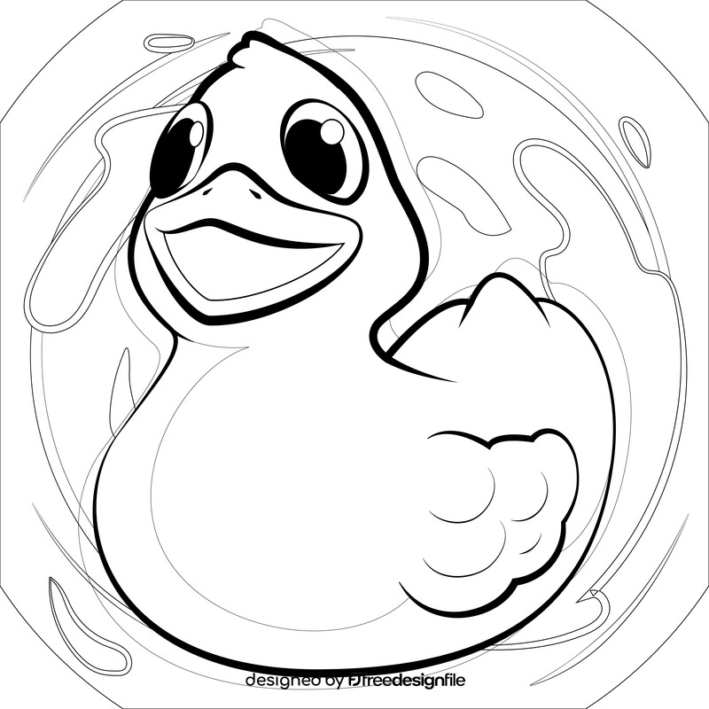 Rubber duck black and white vector