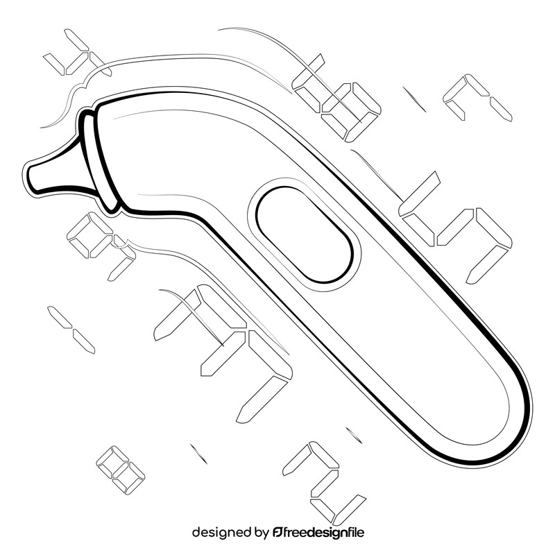 Ear thermometer drawing black and white vector