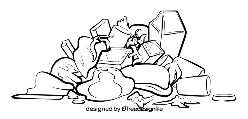 Garbage pile black and white clipart