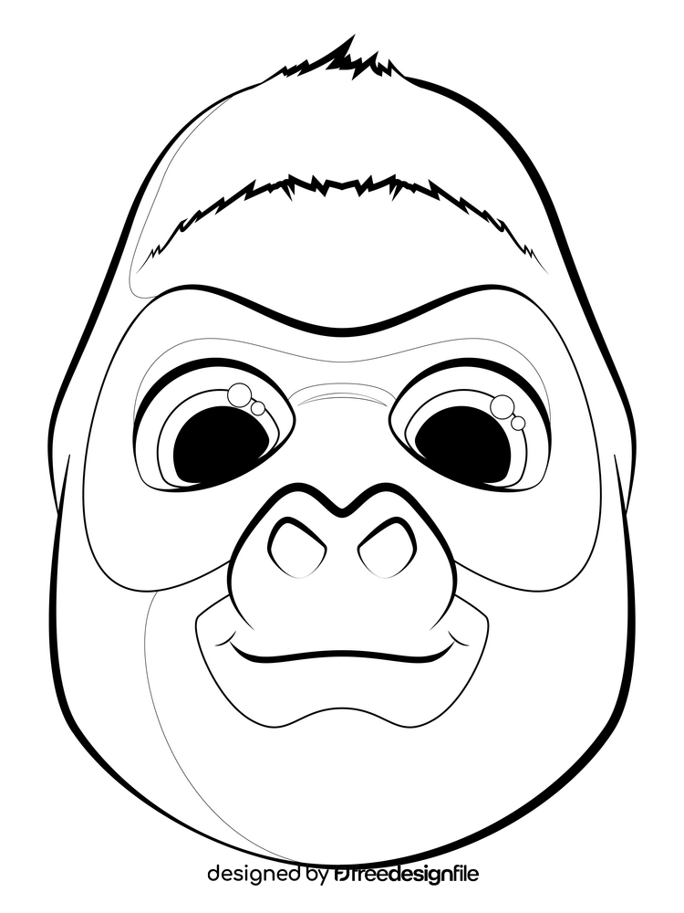 Gorilla black and white clipart