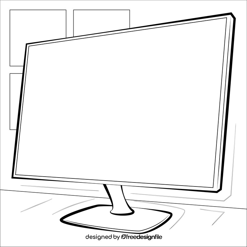 Monitor led drawing black and white vector