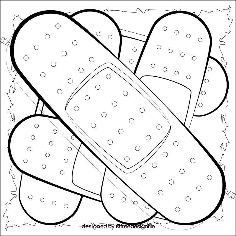 Band aid drawing black and white vector