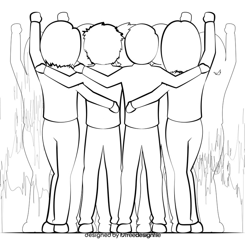 Community drawing outline black and white vector