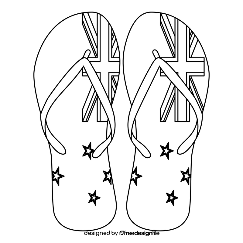 New Zealand flip flops black and white clipart