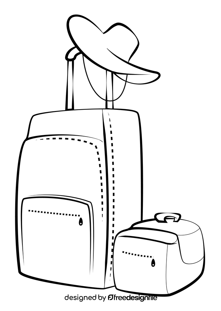 Travel luggage black and white clipart