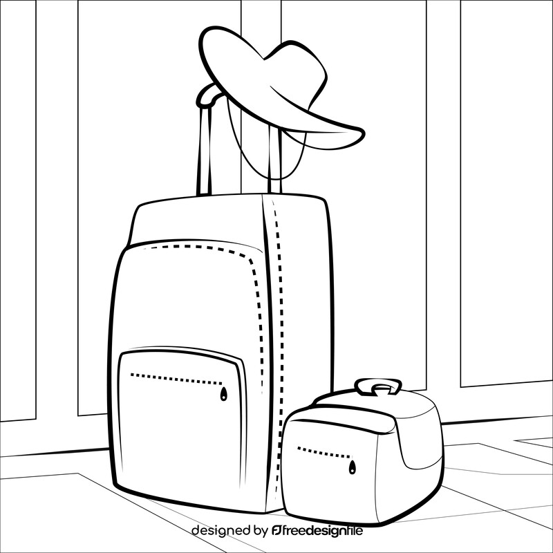 Travel luggage drawing black and white vector