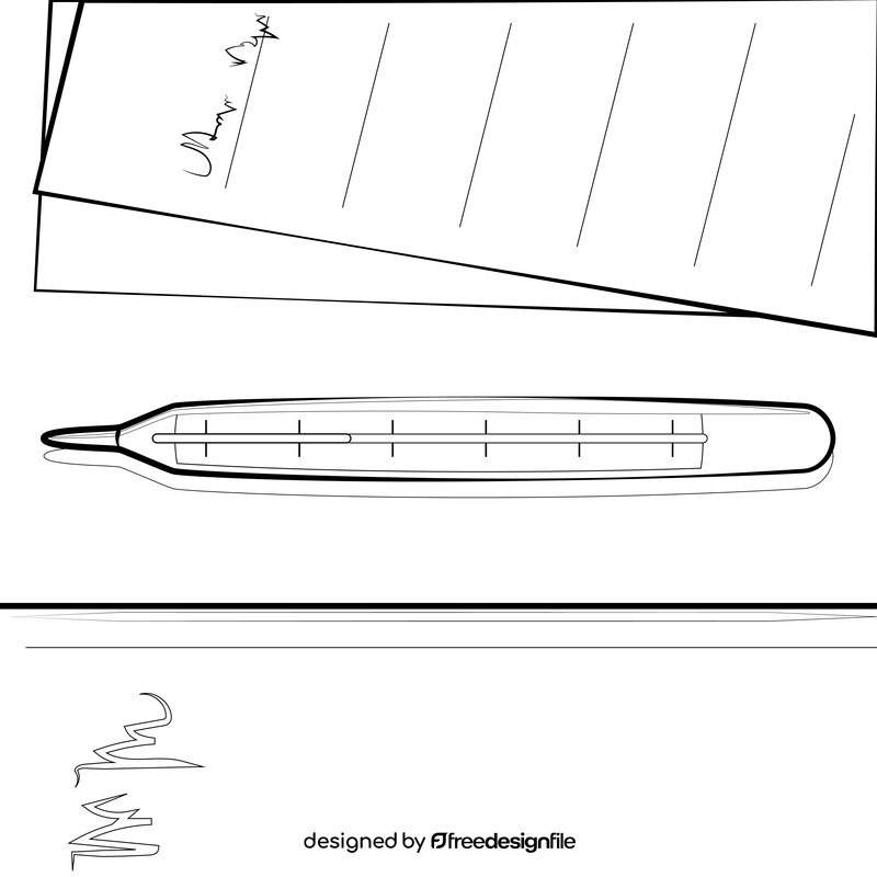 Thermometer drawing black and white vector