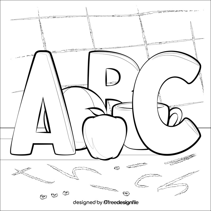 Phonics drawing outline black and white vector