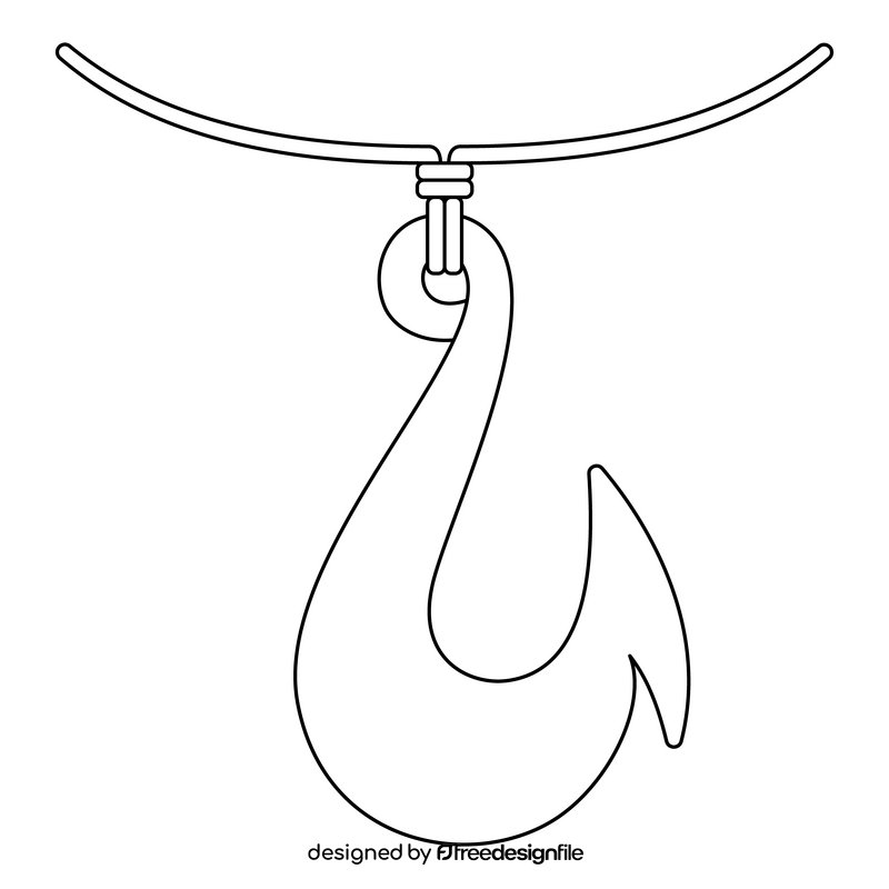 Fish hook black and white clipart