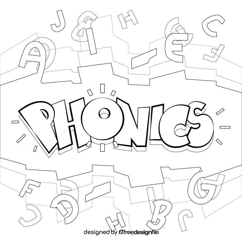 Phonics drawing black and white vector