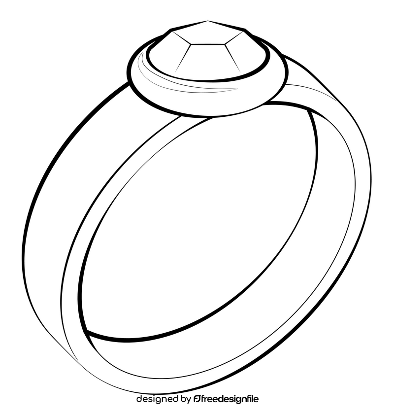 Engagement ring drawing black and white clipart