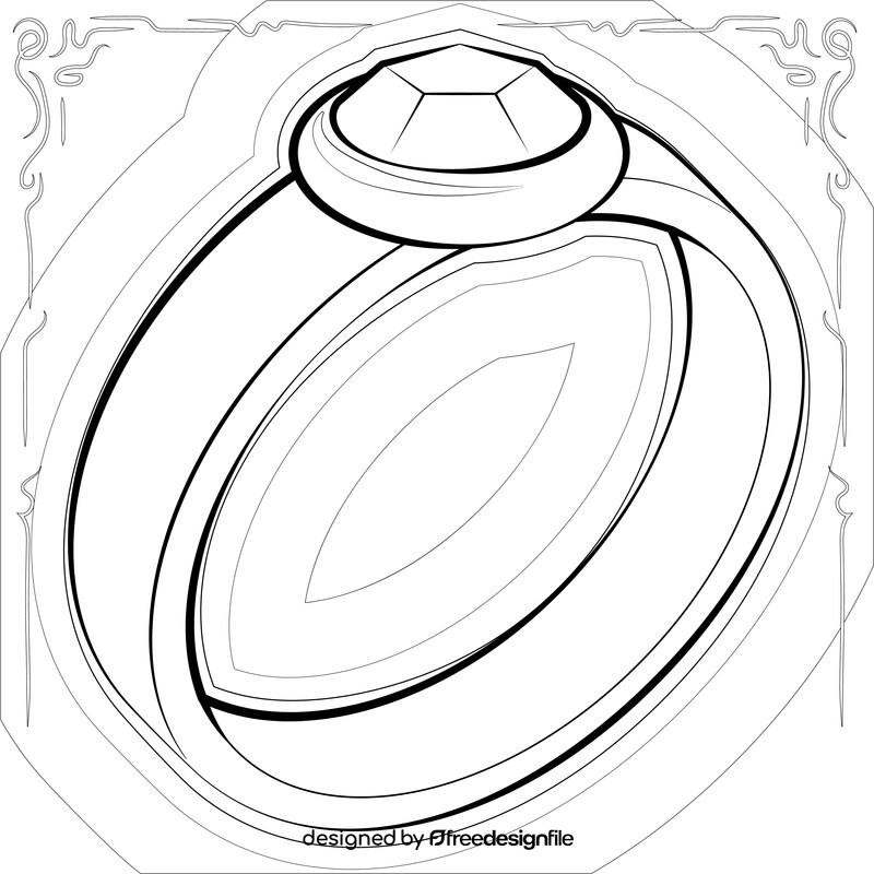 Engagement ring drawing black and white vector