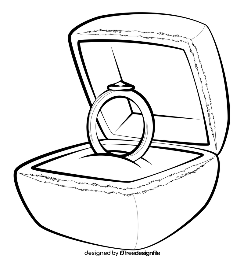 Engagement ring drawing black and white clipart