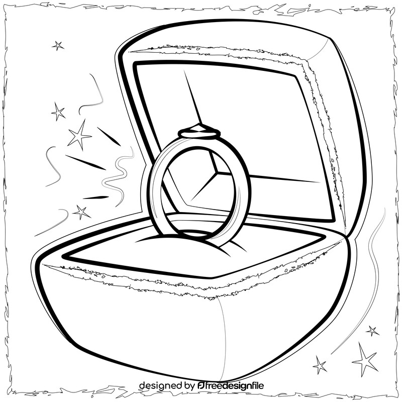 Engagement ring drawing black and white vector