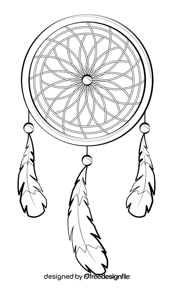 Dreamcatcher drawing black and white clipart