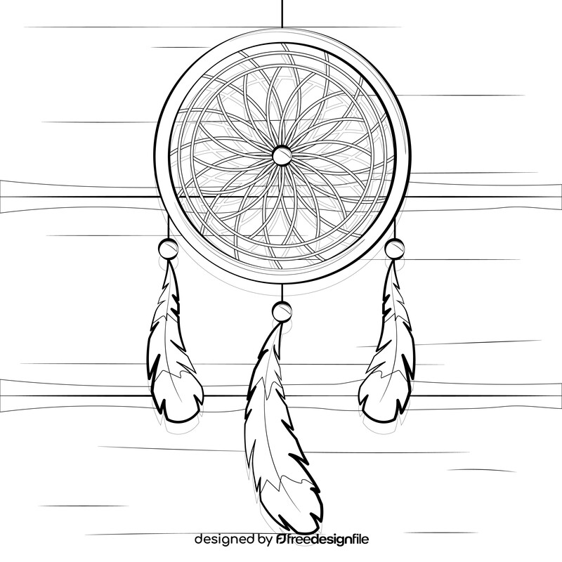 Dreamcatcher drawing black and white vector