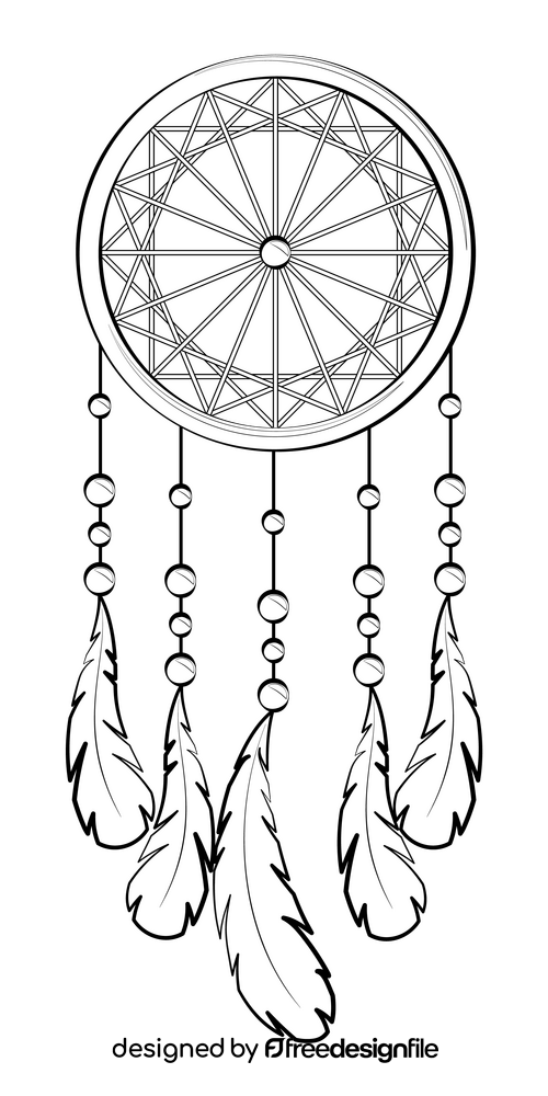 Dreamcatcher drawing black and white clipart