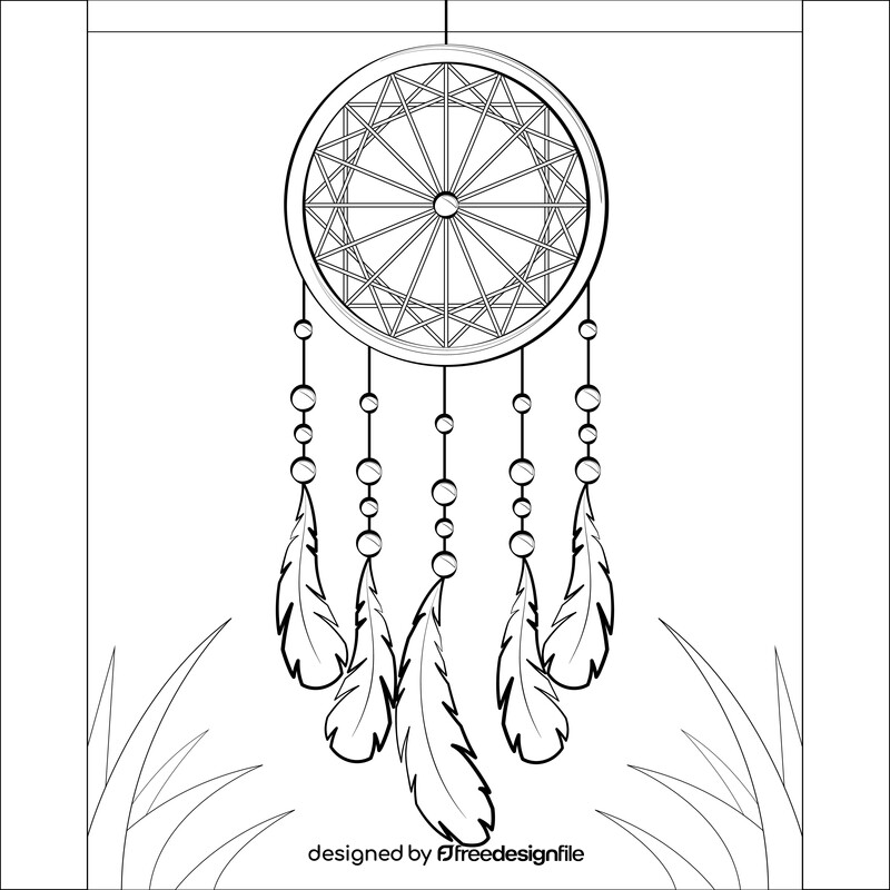 Dreamcatcher drawing drawing black and white vector