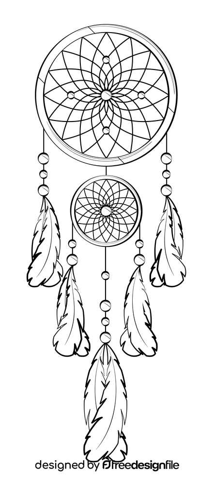 Dreamcatcher drawing black and white clipart