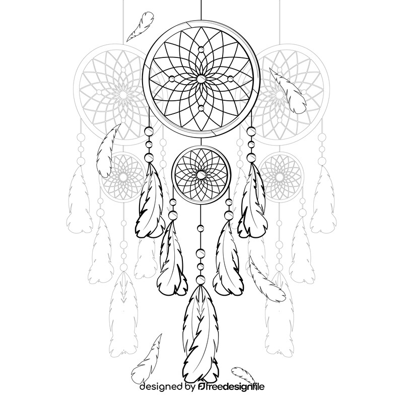 Dreamcatcher drawing black and white vector