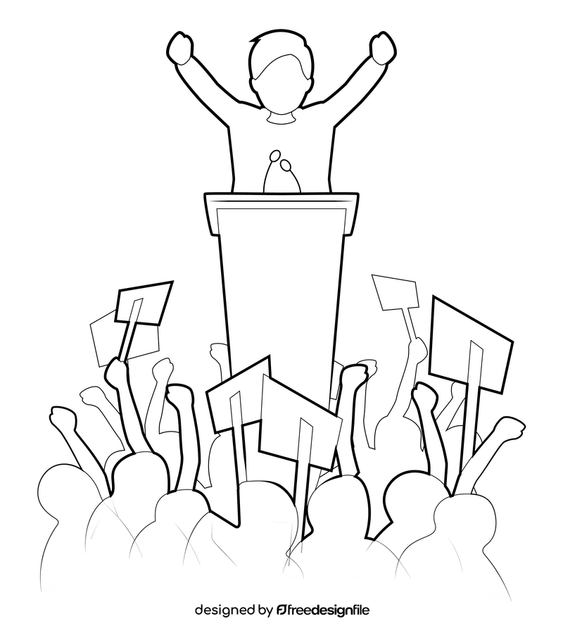 Politics drawing outline black and white clipart