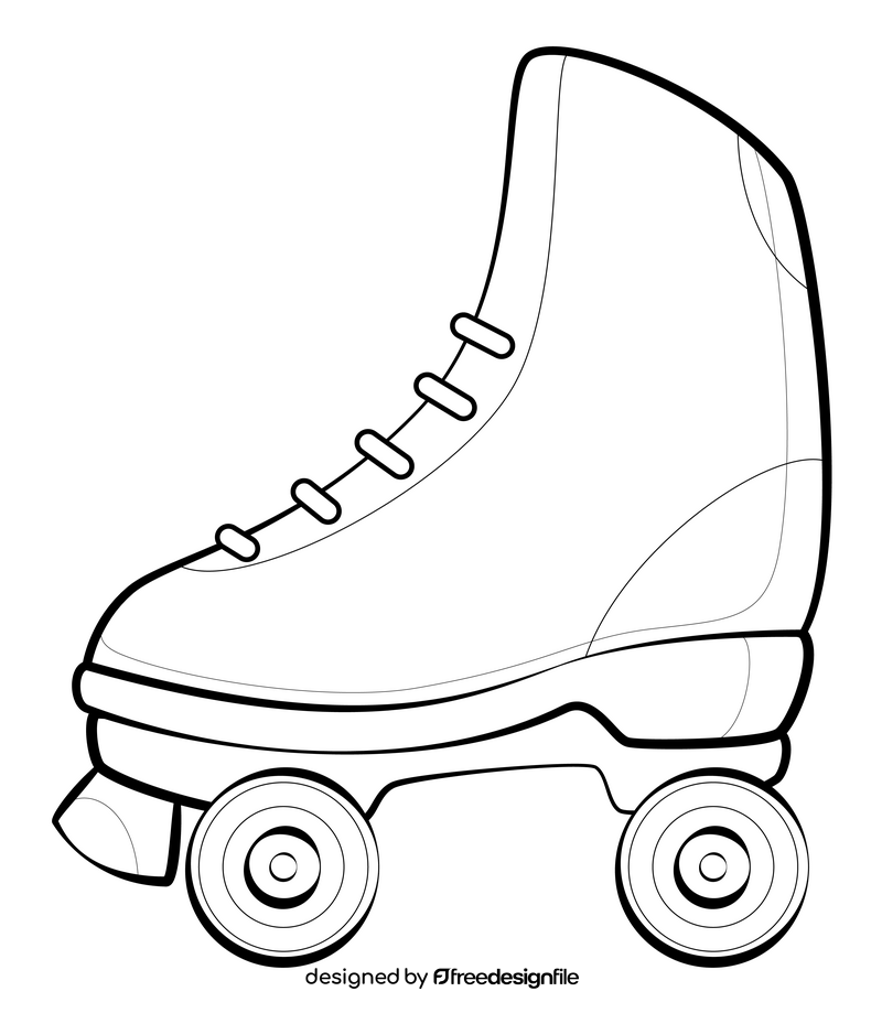 Roller skates drawing black and white clipart