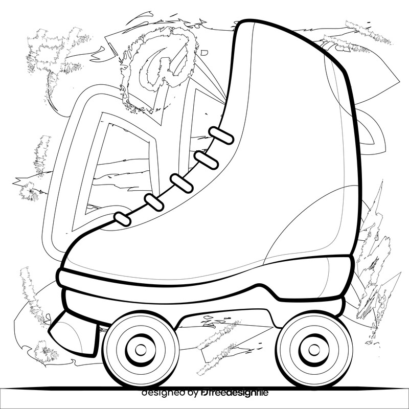 Roller skates drawing outline black and white vector