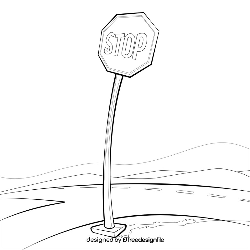 Stop sign drawing outline black and white vector