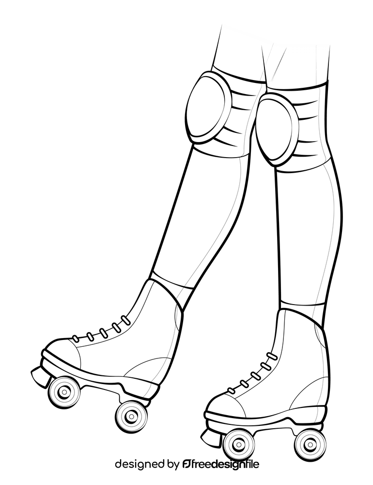 Roller skates drawing black and white clipart