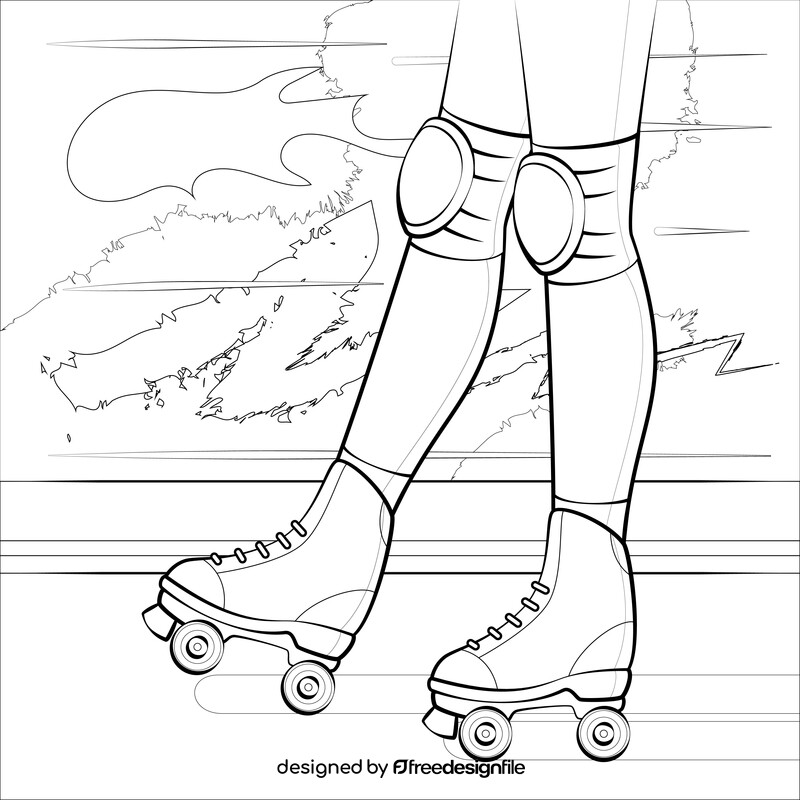 Roller skates drawing black and white vector