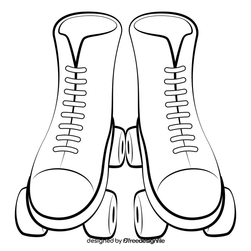 Roller skates drawing black and white clipart