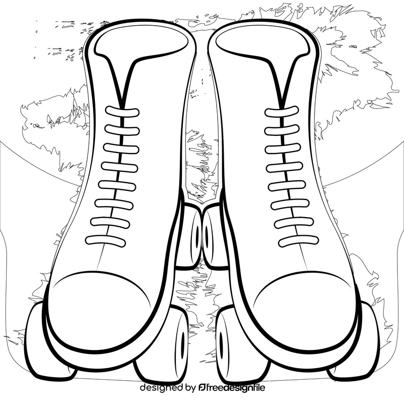 Roller skates drawing black and white vector