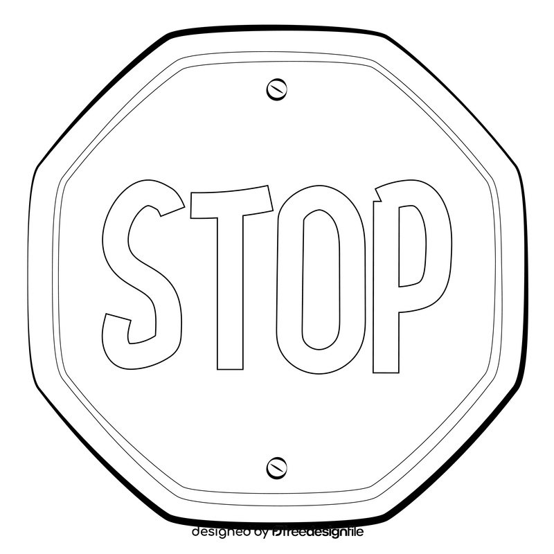 Stop sign drawing black and white clipart