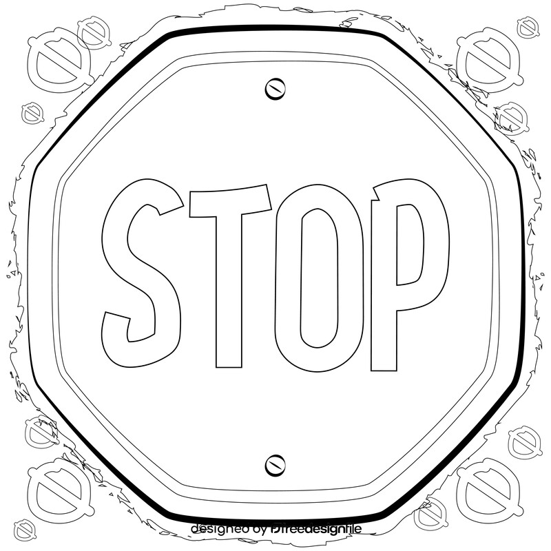 Stop sign drawing black and white vector