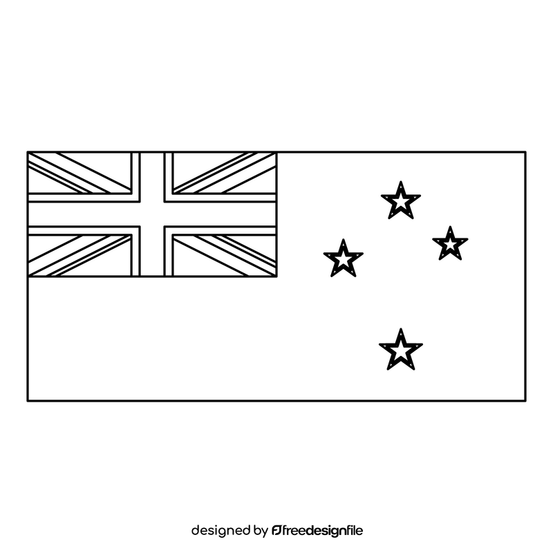 New Zealand flag black and white clipart